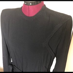 Vintage 40s Vamp Dramatic Black Crepe Dress